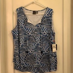 Rafaella White and Blue sleeveless top